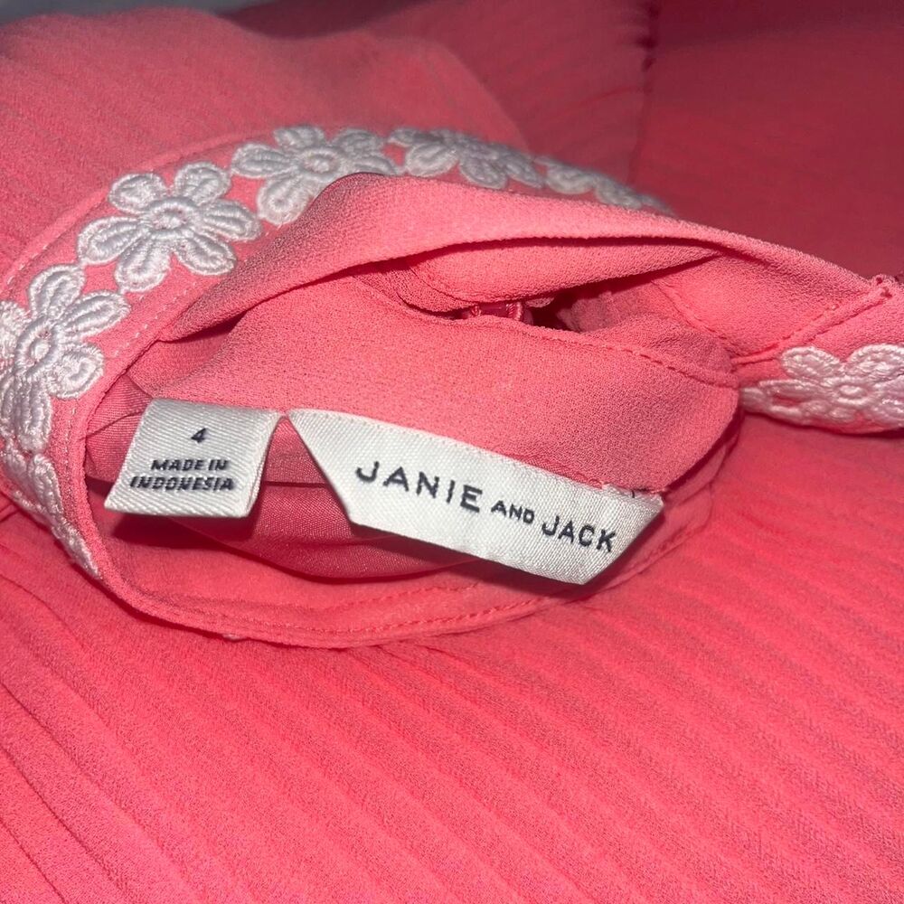Janie-and-jack Girls Pink and White Dress